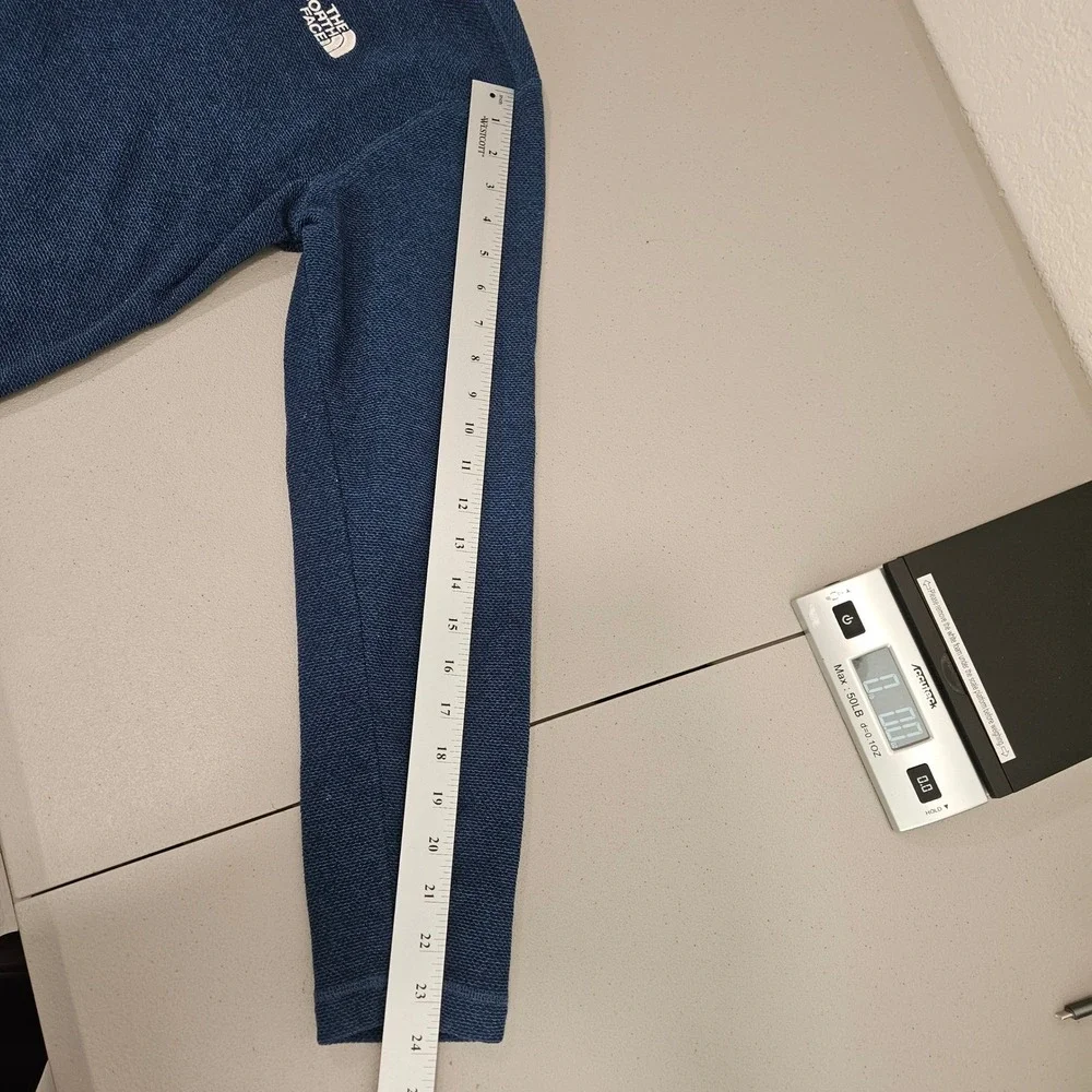 The North Face Mens 1/4 Zip L Blue Textured Knit Sweater Lightweight‎ Outdoor